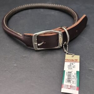 NWT,Circle T Latigo,Coastal Pet Brown Leather Dog Collar .